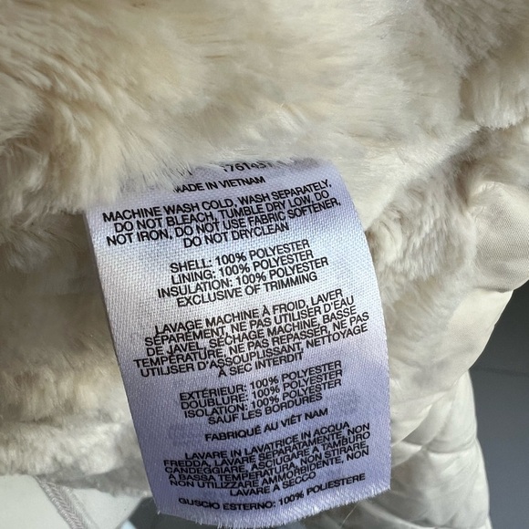 White Quilted Puffer Jacket with Hood and Stand-Up Collar - Picture 7 of 9